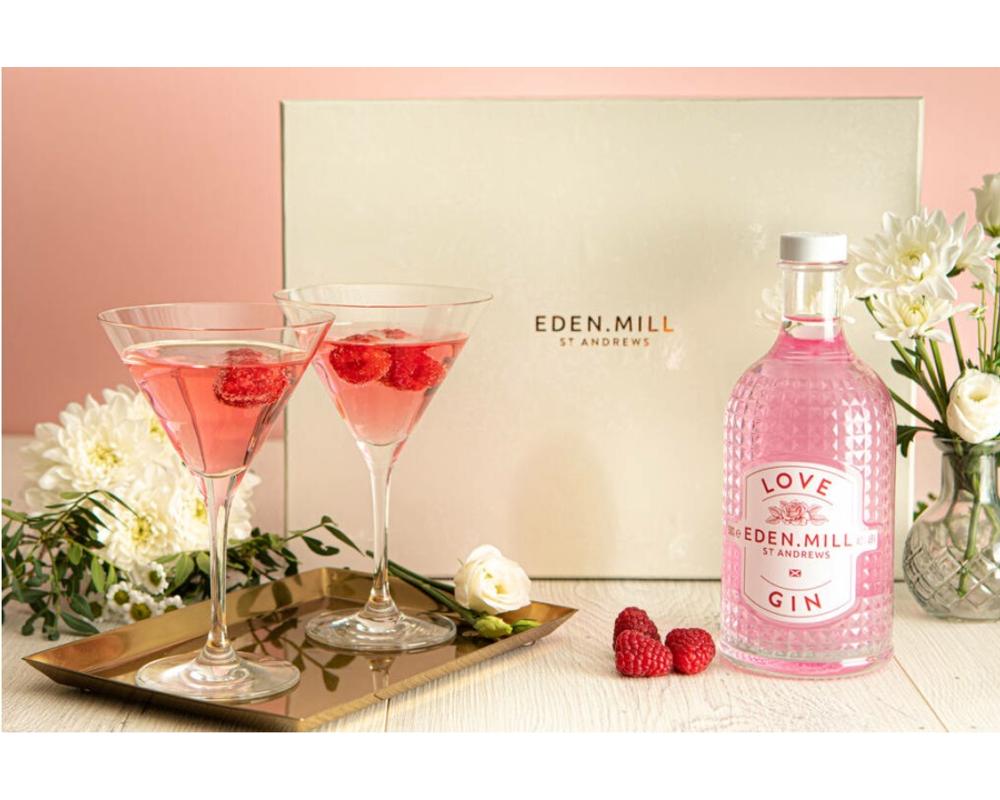 Eden Mill Love Gin díszdobozban + 2db Martini pohár 0,5L 42