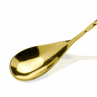 Kép 2/3 - Villás végű csavart szárú bárkanál arany színű 40 cm