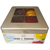 Kép 2/4 - Gin Tonic Botanicals fém dobozban, osztott (hibiszkusz-boróka-chiliszál-citrom) - 165 gr