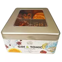 Kép 3/3 - Gin Tonic Botanicals fém dobozban, osztott (fahéjgyűrű-ánizs-szegfűbors-narancs) - 235 gr