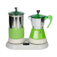Kép 4/7 - Gat Elektromos Zöld Kotyogós Kávéfőző 4 csészéhez Tejhabosítóval