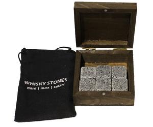 Whisky hűtő gránitkocka zsákkal fadobozban 6db