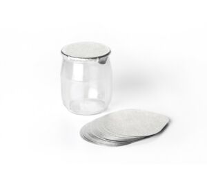Üveg joghurtos edény 120ml fémfólia fedővel 6db/cs