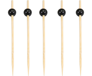 Bambusz koktélnyárs fekete gömb fejjel 120mm 100db/cs