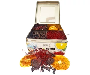 Gin Tonic Botanicals fém dobozban, osztott (hibiszkusz-boróka-chiliszál-citrom) - 165 gr