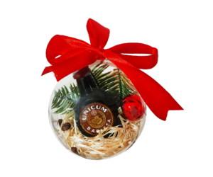 Unicum karácsonyfadísz - gömb dekoráció (mini Unicum 0,04L)