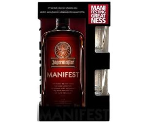 Jägermeister Manifest likőr - 1,0 L (38%) díszdobozban + 2 db pohár