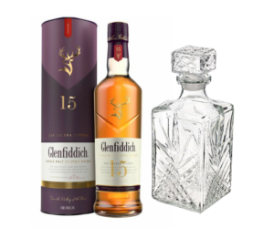 Glenfiddich 15 years whisky 0,7L 40% + ajándék whisky dekanter 1L
