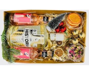 Karácsonyi Historia gin ajándékcsomag feliratos díszdobozban