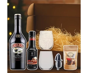 Baileys ajándékcsomag díszdobozban, ajándék koktélfűszerrel