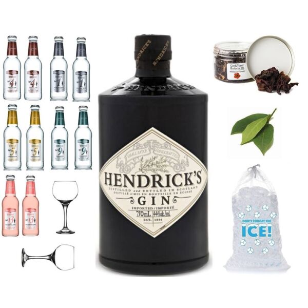 Bottle Home Service Hendricks Csomag Tonik válogatással ajándék Gin&amp;Tonik fűszerekkel Jéggel