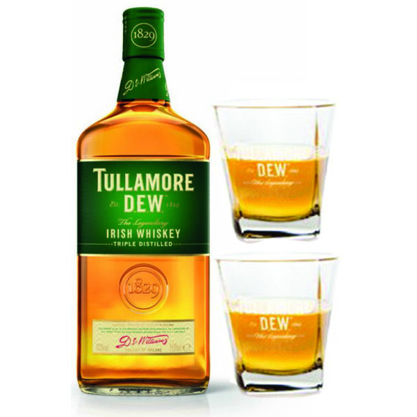 Tullamore D.E.W whiskey 0,7L 40% + 2 ajándék pohár