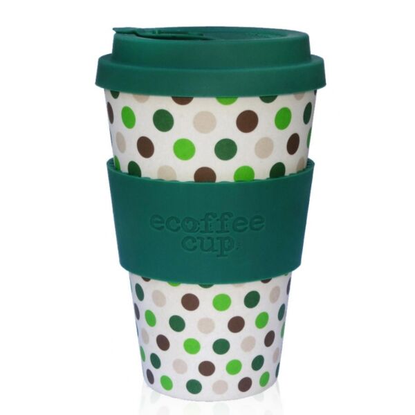 Ecoffee Cup hordozható kávéspohár- Green Polka 400ml