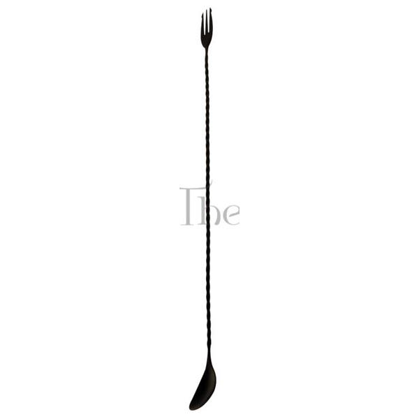 The Bars bárkanál csavartszárú villás végű matt fekete 45 cm