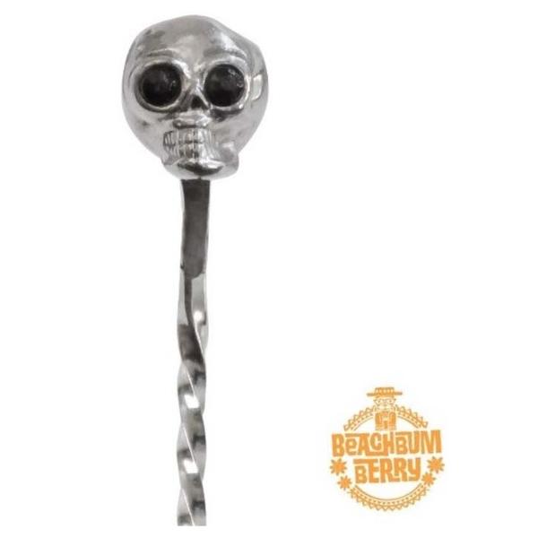 Tiki design bárkanál koponya fejjel acél 33cm