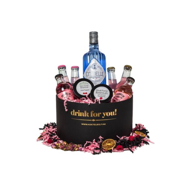 Drink For You feliratos Citadelle Gin Tonik Ajándék csomag fekete díszdobozban