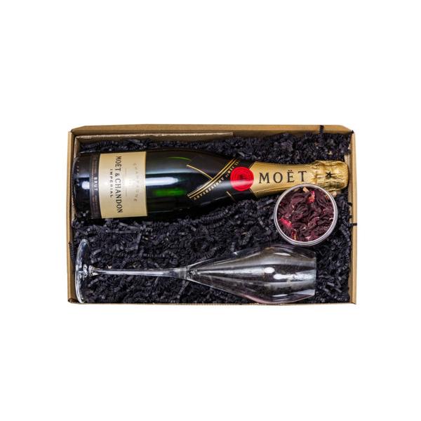 Moet Chandon Ajándék csomag Hibiszkusz virággal díszdobozban