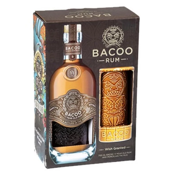 Bacoo Rum 11 years 40% pdd. + tiki kerámia pohár 0,7
