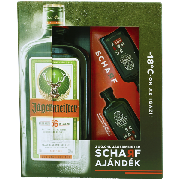 Jägermeister likőr - 0,7L (35%) + 2 db Scharf 0,04L