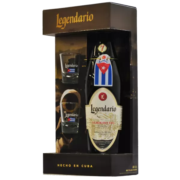 Legendario Elixir de Cuba rum díszdobozban 2 pohárral 0,7L 34% 