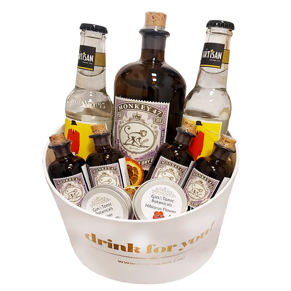 Drink for You Monkey 47 Gin Tonik csomag kerek díszdobozban