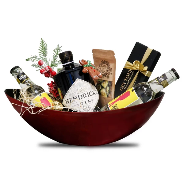 Karácsonyi Hendricks gin tonik szett dísztálban