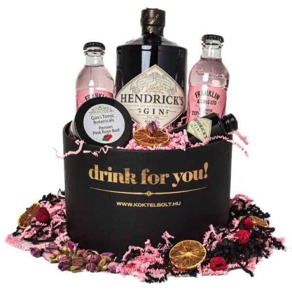 Drink For You feliratos Hendricks Gin Tonik Ajándék csomag fekete díszdobozban