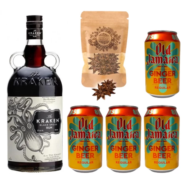 Kraken Rum &amp; Ginger Beer Szett Ajándék csillagánizzsal