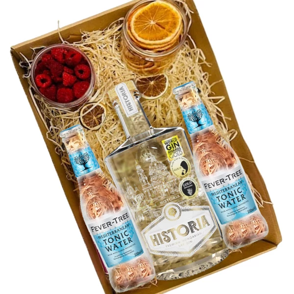 Historia gin tonik csomag feliratos díszdobozban