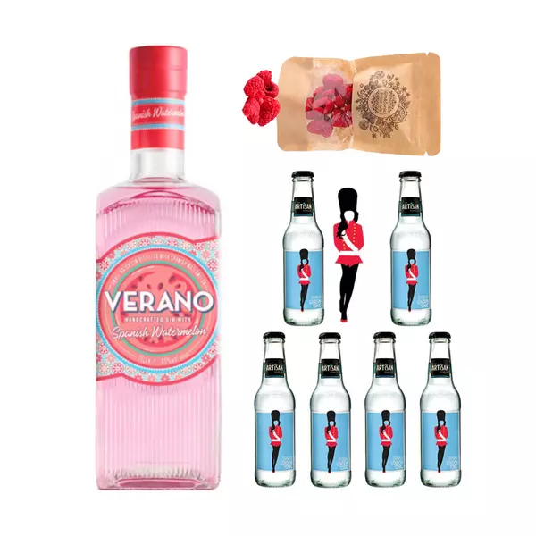 Verano Görögdinnyés Gin Tonik szett ajándék Málna ginfűszerrel