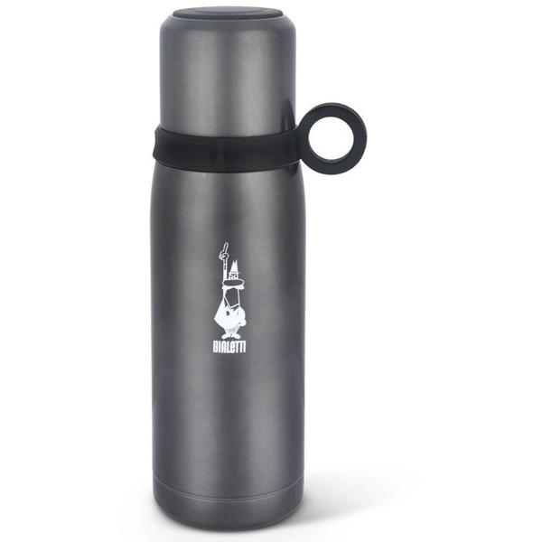 Bialetti hőtartó, rozsdamentes acél palack pohárral 460ml SZÜRKE
