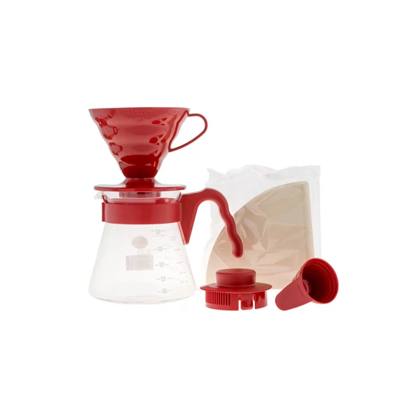 Hario V60 Dripper Kit Piros csepegtető + szerver + papír szűrők