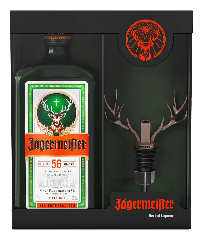 Jägermeister 0,7 35% + egyedi réz kiöntő pdd.