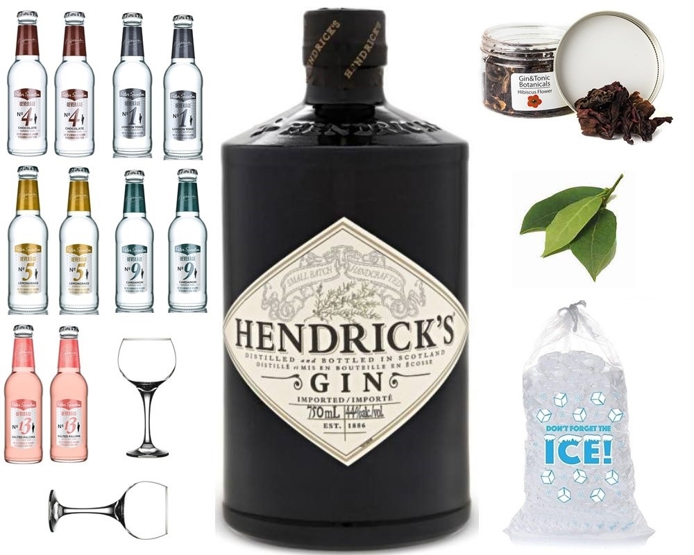 Hendricks Gin Italcsomag Tonik válogatással + Ajándék Gin&Tonik fűszerrel, babérlevéllel +Jéggel