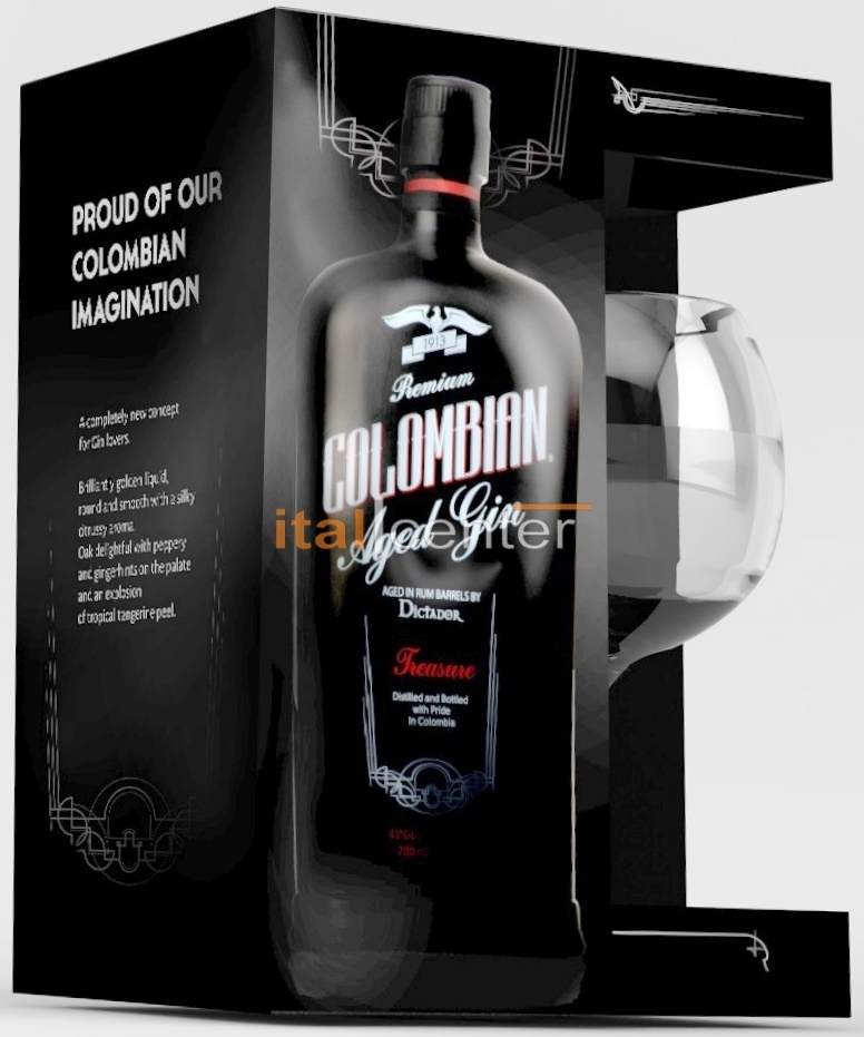 Dictador Colombian Aged Gin BLACK Treasure 43% pdd. + pohár 0,7