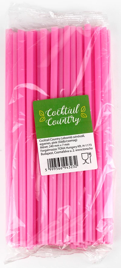 Pink lebomló PLA szívószál 50db/cs 7mm