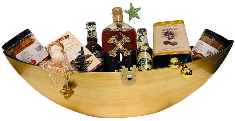 Karácsonyi Bumbu Rum Ajándék csomag Ovális arany dísztálban