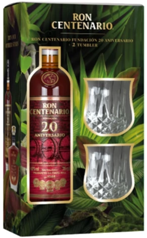 Centenario 20 years rum dd. + 2 pohár 0,7L 40%