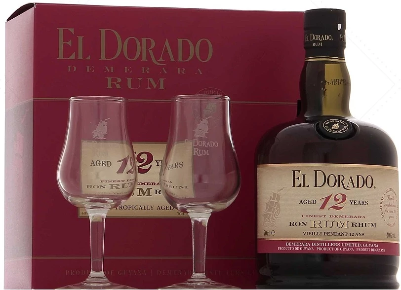 El Dorado 12 years rum 0,7L 40% pdd.+ 2 pohár Guyana Rum