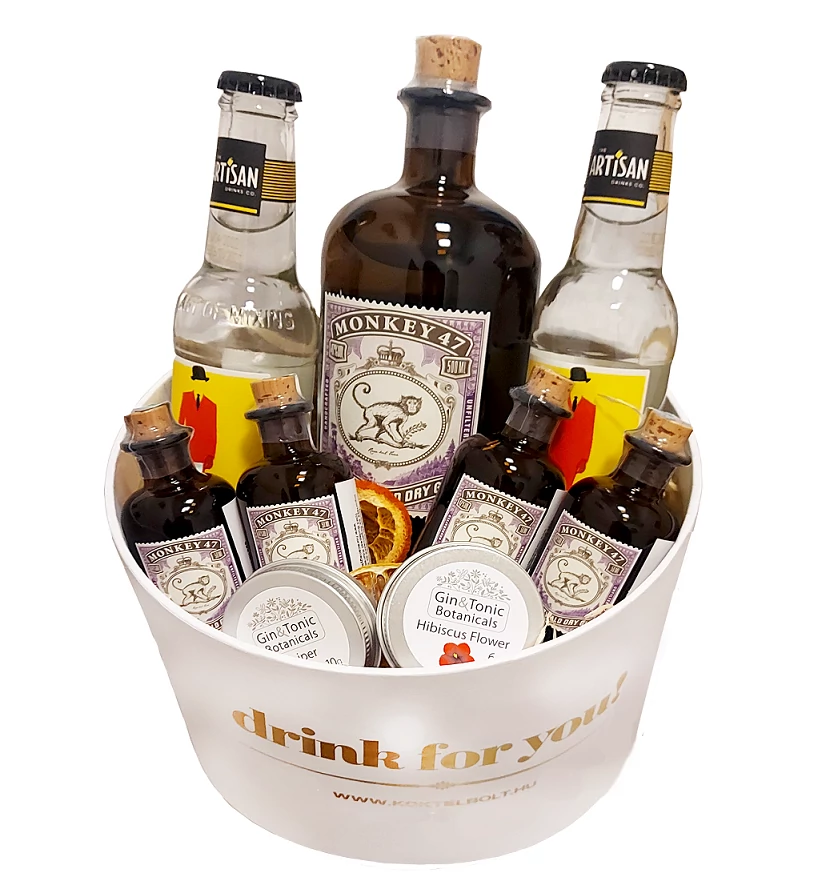 Drink for You Monkey 47 Gin Tonik csomag kerek díszdobozban